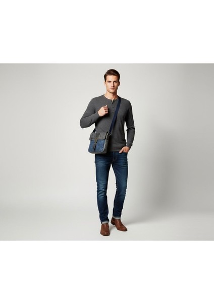 Natderi Hakiki Deri Kanvas Omuz Çantası | Ayarlanabilir Askılı, Fermuarlı Arka Cepli, 20X21 cm fiyatları