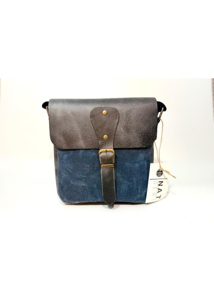 Natderi Hakiki Deri Kanvas Omuz Çantası | Ayarlanabilir Askılı, Fermuarlı Arka Cepli, 20X21 cm modelleri