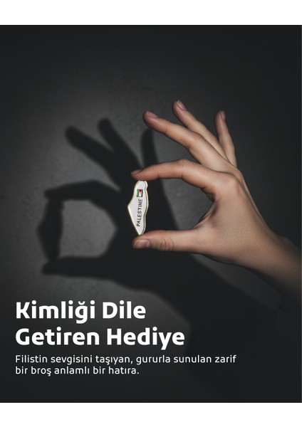 Filistin Haritası Içinde Bayrak & "palestıne" Beyaz Rengi Yaka Rozeti A300049