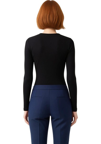 Kadın Fitted Uzun Kollu Bisiklet Yaka Düğmeli Örme Üst Kaliteli Şık Rahat Modern Zarif Günlük modelleri