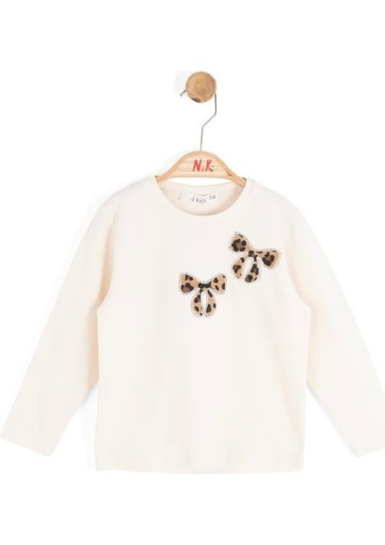 Kız Bebek Taş Fiyonklu Badi 1-4 Yaş Krem