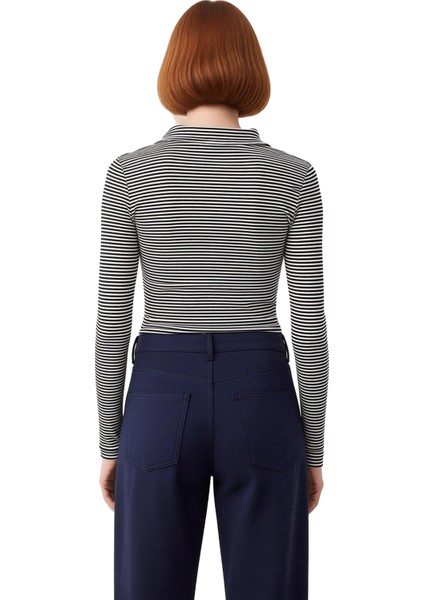 Kadın Esnek Örme Bluz Vücuda Oturan Crop Boy Gömlek Yaka Uzun Kollu Düğmeli Casual Günlük Kışlık fiyatları