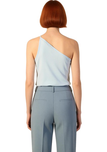 Kadınlar Için Tek Kol Detaylı Keten Degaje Yaka Crop Üst Kaliteli Şık Rahat Modern Zarif Günlük modelleri