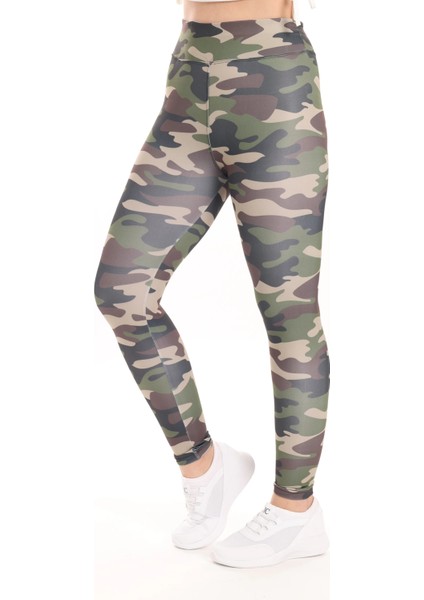 Kadın Beli Lastikli Dijital Baskılı Toparlayıcı Tayt