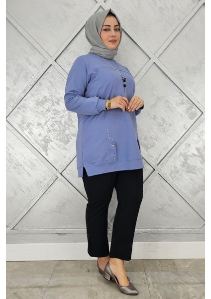 Kadın Kolye Detaylı Taşlı Tesettür Tunik fiyatları