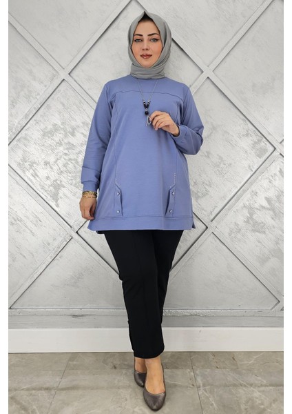 Kadın Kolye Detaylı Taşlı Tesettür Tunik modelleri