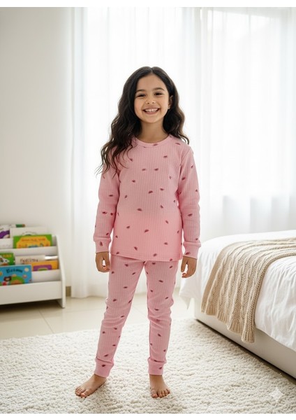 Yeni Sezon Kız Erkek Çocuk Fitilli Pamuk Pijama Takımı