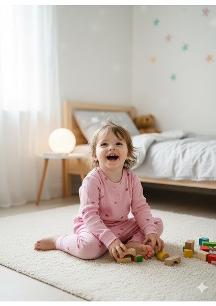 Yeni Sezon Kız Erkek Çocuk Fitilli Pamuk Pijama Takımı fırsatları