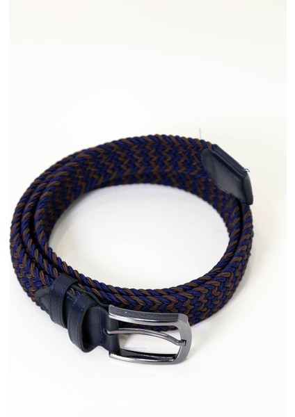 Örgü Kemer Lacivert-Kahverengi