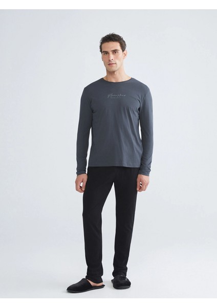 Lc Waıkıkı Siyah Bisiklet Yaka Uzun Kollu Erkek Pijama Takımı fiyatları