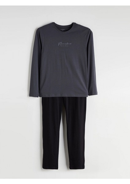 Lc Waıkıkı Siyah Bisiklet Yaka Uzun Kollu Erkek Pijama Takımı indirimleri