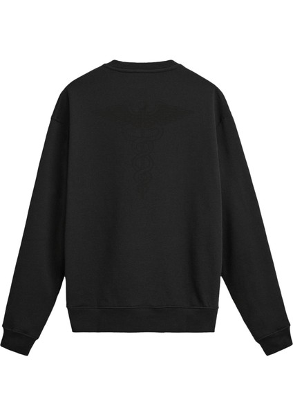 Tıbbın Simgesi Kadüse Baskılı Beyaz Sweatshirt