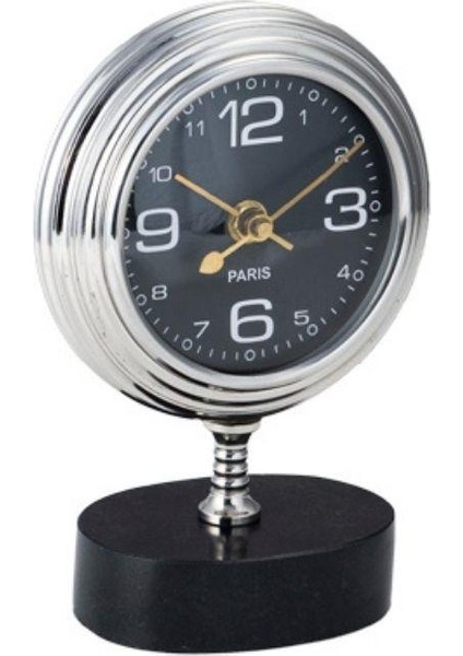 La Medore Nıckel Table Clock On Black Granıte Base 7,8X13X18,5 cm