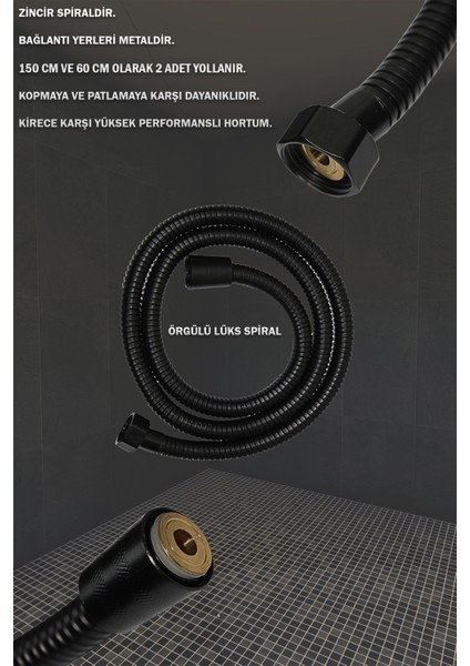 Royal Robot Duş Seti Mat Siyah Duş Takımı El Tepe Duşu Spiral Robot Duş Takımı Yağmurlama Tepe Duş fiyatları