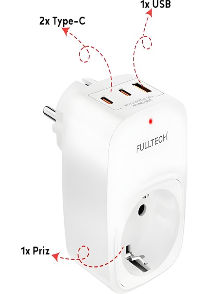 3680W 2.4A 2xusb 1xtype-C 1xsoket Alman Akım Korumalı Saf Bakır Çoklu Kablosuz Duvar Prizi 1050J fiyatları