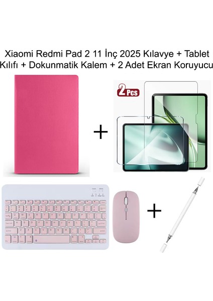 Yesnıce Xiaomi Redmi Pad 2 11 Inç 2025 Uyumlu Standlı Kılıf Dokunmatik Kalem ve Klavye Set