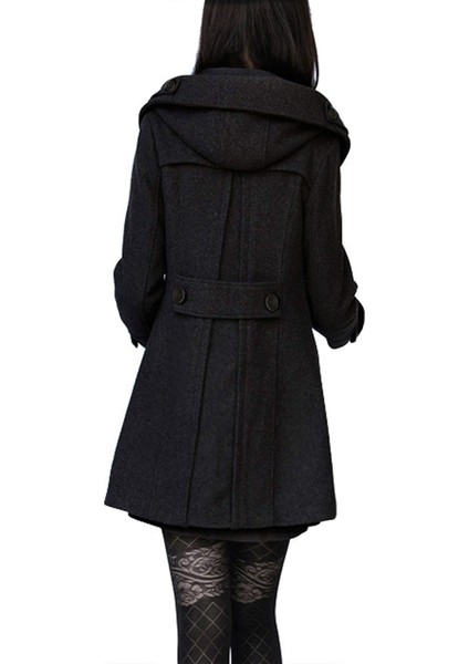 Yaka Detaylı Büyük Düğmeli Kadın Kaşe Kaban fiyatları