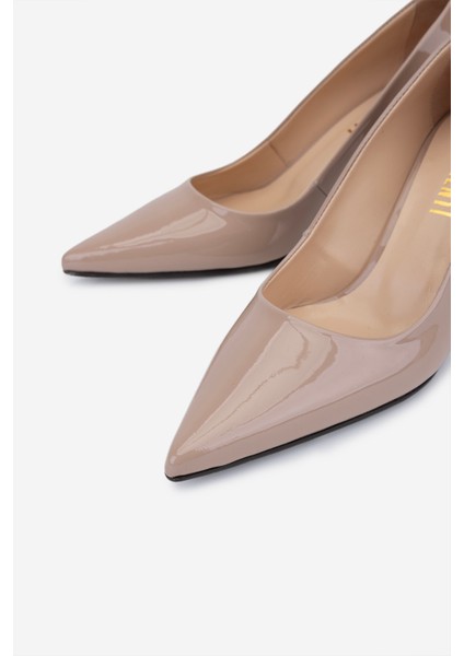 Kadın Hakiki Deri Nude Rugan Topuklu Ayakkabı 492 55668 Bn Ayk SK25-26 Nude Rugan modelleri