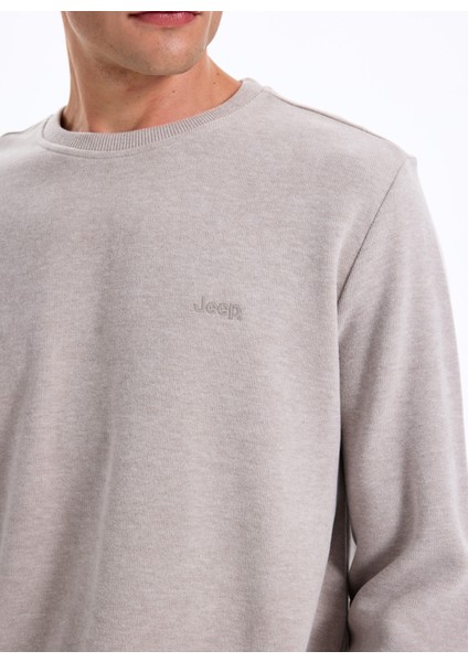 Bisiklet Yaka Düz Koyu Bej Erkek Sweatshırt J5WM-SWT7221 fırsatları