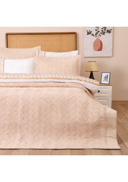 Store Elenore Çift Kişilik 7 Parça Yatak Örtüsü Seti - Bej