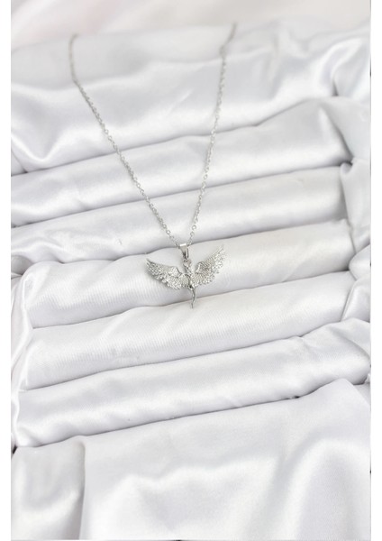 316L Çelik Zincir Gümüş Renk Melek Model Kadın Kolye fiyatları