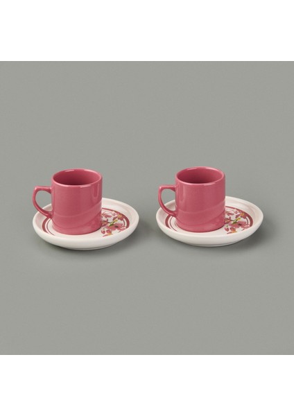 Kitchen Flowery Nordic 4 Parça Kahve Fincanı - Mürdüm - 110 ml