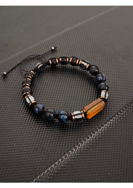 Natürel Serbest Kesim Baltık Damla Kehribar-8 mm Mavi Kaplangözü-Mat Oniks-Hematit Doğaltaş Bileklik Takı Aksesuar Erkek Bileklik indirimleri