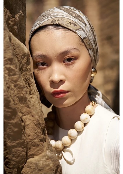 Bej Ed Scarf Glaze Mistral Desen Eşarp fırsatları