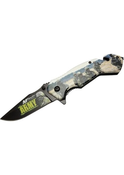 Mtech 4 23 3 Army Kurtarma / Kamp Çakı 20CM - Yarı Otomatik, Kemerlikli, Cam Kırma ve Ip Kesme Aparatlı