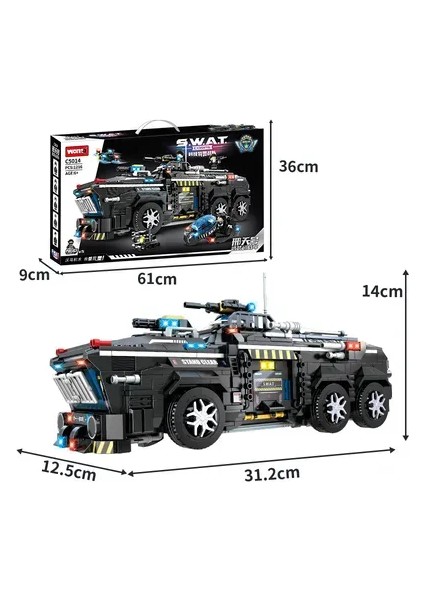 C5014 Çocuk Eğitici Swat T Araç Yapı Blokları Tuğla Seti Oyuncak PCS:1216 Parça