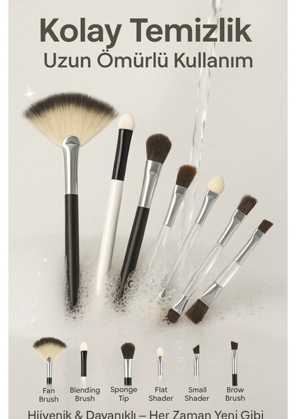 7’li Göz Fırça Seti – Profesyonel Aplikatör & Blending Brush Seti