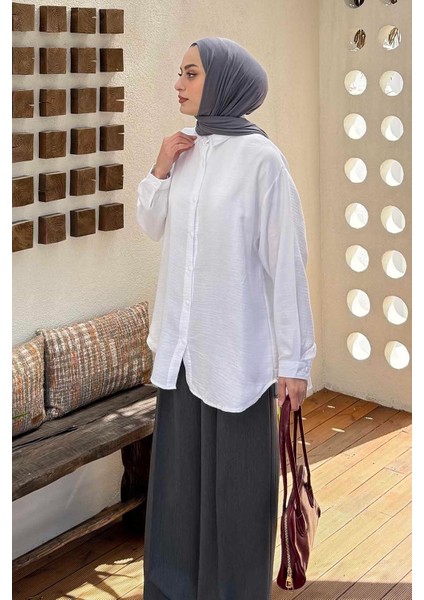 Müslin Tesettür Gömlek Beyaz fiyatları