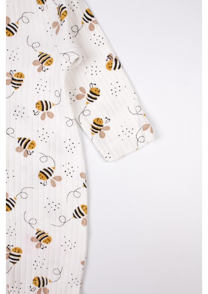 Yenidoğan Patikli Tulum Arı Baskılı Çıtçıtlı Bebek Tulumu modelleri