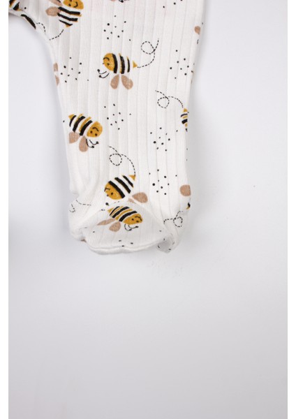 Yenidoğan Patikli Tulum Arı Baskılı Çıtçıtlı Bebek Tulumu fırsatları