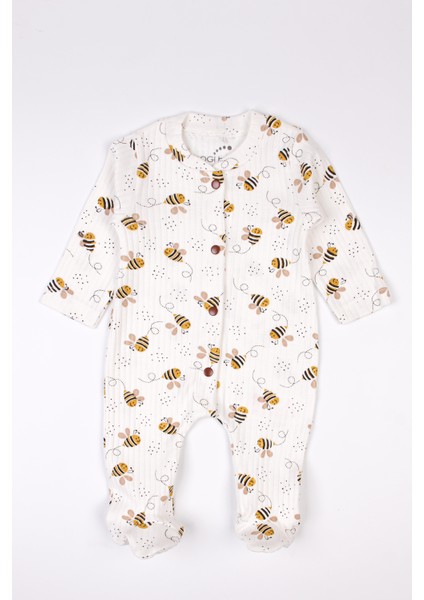 Yenidoğan Patikli Tulum Arı Baskılı Çıtçıtlı Bebek Tulumu indirimleri