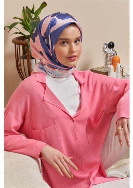 Twill Eşarp Mini Flowers Desen Pembe indirimleri