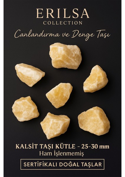 Sertifikalı Ham Işlenmemiş Bal Kalsit Taşı Kütle 25–30 mm Doğal – Canlandırma ve Denge Taşı