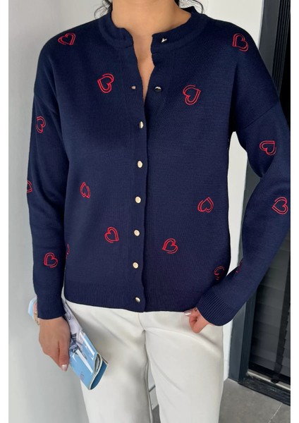 Kalp Nakışlı Kadın Triko Hırka (S-M-L Uyumludur) P-00018884 modelleri