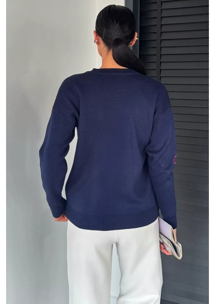 Kalp Nakışlı Kadın Triko Hırka (S-M-L Uyumludur) P-00018884 fırsatları