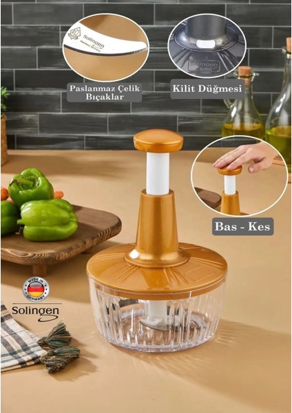 3 Bıçaklı Solingen Paslanmaz Çelik Bıçaklı Basmalı El Rondosu Bas Kes Manuel Sebze Doğrayıcı modelleri