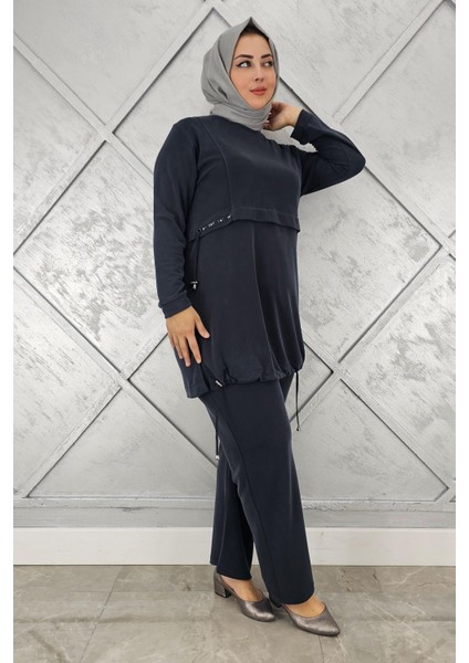 Kadın Taş Detalı Bağcıklı Tesettür Takım