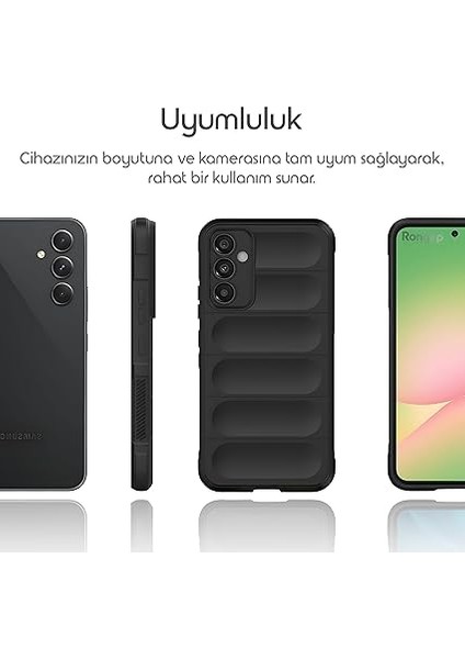 Samsung Galaxy A56 Için Koruyucu Kalın Yapılı Rugged Tpu Silikon Kılıf Kamera Yükseltili Içi Süet Dokulu Kenarları Darbe Emici ve Kayma Önleyici Özellikli Tam Kaplayan Koruyucu Kılıf (Siyah) fiyatları