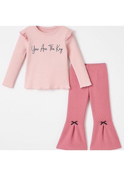 Omzu Fırfır Detaylı Ispanyol Paça Fitilli Kız Çocuk Takım fiyatları