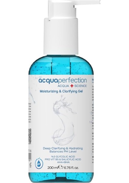 Acqua Perfection Nemlendirici ve Temizleyici Yüz Temizleme Jeli 200ML Arındırıcı Siyah Nokta Akne Karşıtı Leke Açıcı
