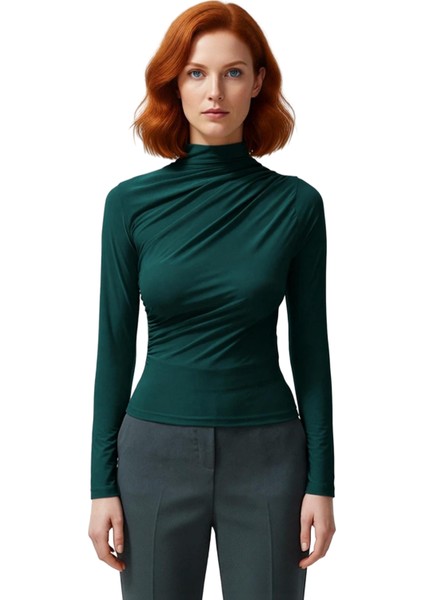 Moda Kare Yaka Örme Slim Düz Desen Casual Günlük Crop Kısa Kol Bluz