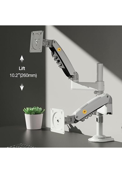 Bayou Nb H180 17-27" Çift Kol 2-9 kg Amortisörlü Monitör Standı (Beyaz) fiyatları