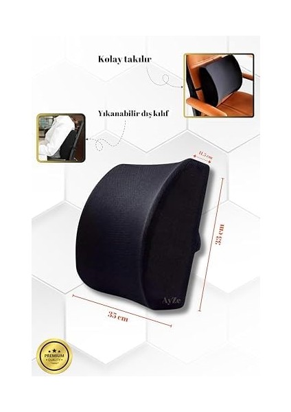 Ortopedik Visko Bel ve Sırt Yastığı Destekleyici Yastık,, Siyah, modelleri