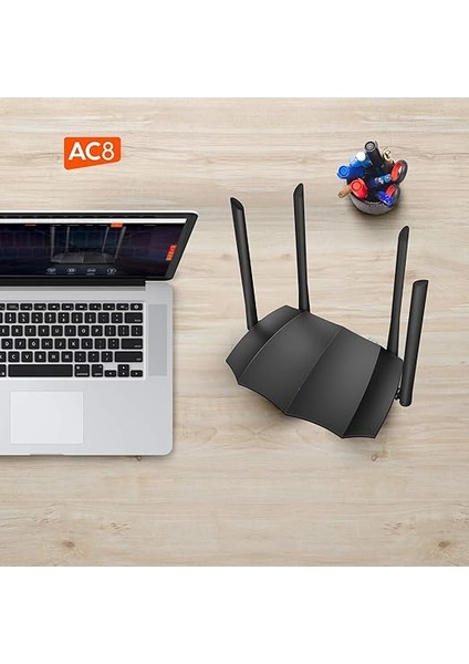 Ac8 Wlan Dual Band Gigabit Router 1200MBIT/S (867MBIT/S 5ghz + 300MBIT/S 2.4ghz, 4 Gigabit Port, Mu-Mımo,4 * 6dbi Harici Anten, Uygulama Kontrolü, Ipv6) Siyah fiyatları