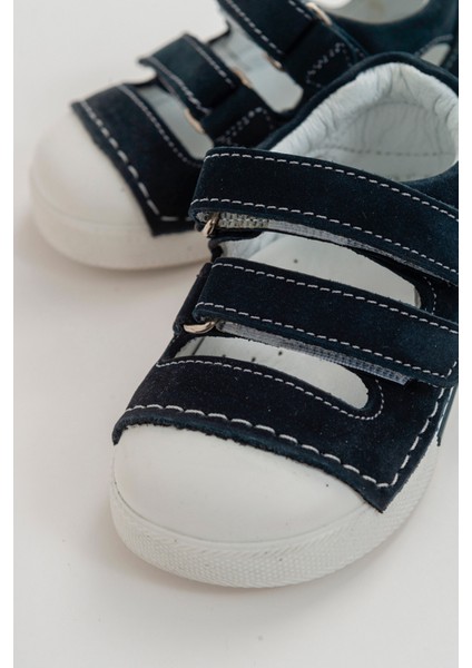 Unisex Çocuk Lacivert Deri Ortopedik Destekli İlk Adım Ayakkabı