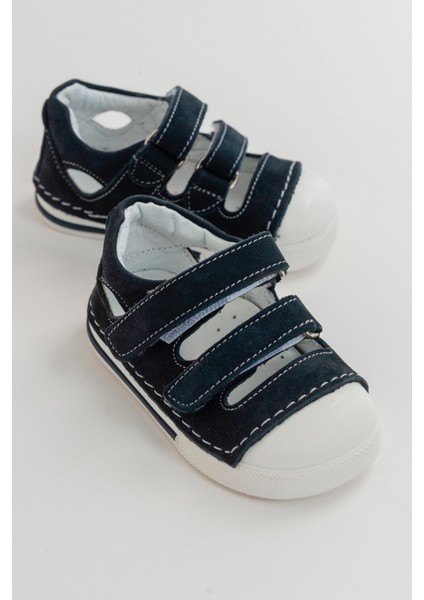 Unisex Çocuk Lacivert Deri Ortopedik Destekli İlk Adım Ayakkabı
